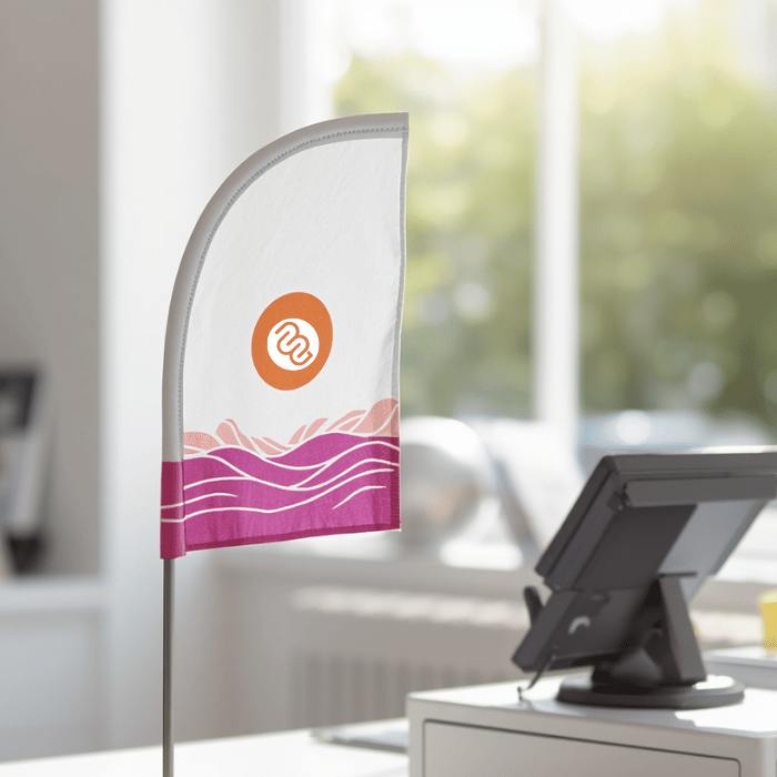 Mini beachflag de comptoir personnalisé — imprimeur Marseille